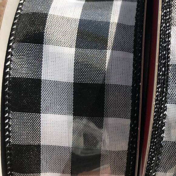 NWT 1 Celebrate It Checkered Wired Jumbo Ribbon Black/White Rolls - Picture 2 of 6